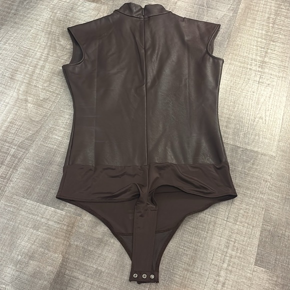 Spanx Leather-Like Mock Neck Bodysuit - Picture 4 of 5